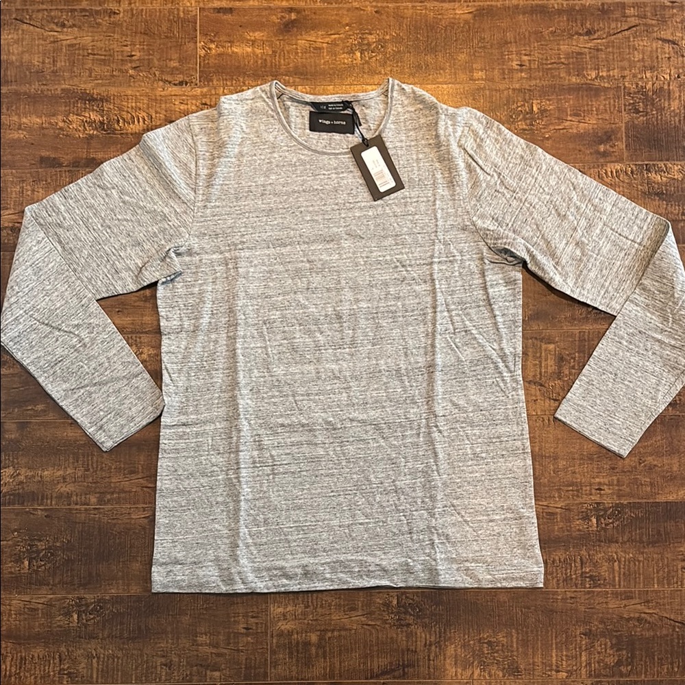 Wings + Horns Gray Long Sleeve Tee